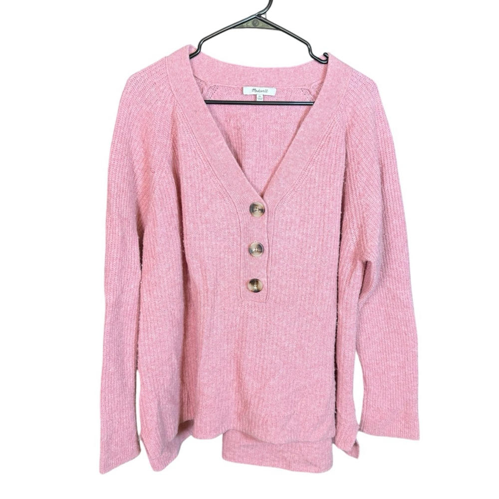 Madewell Lyle Ribbed‎ Henley V-Neck Sweater XL